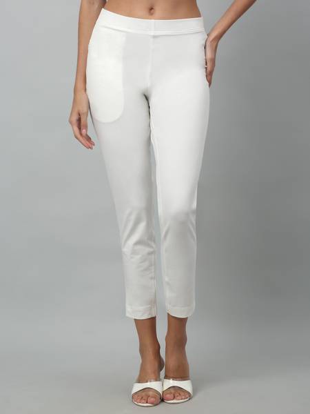 CANTABIL Regular Fit Women Cream Trousers