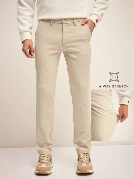 THE BEAR HOUSE Slim Fit Men Beige Trousers