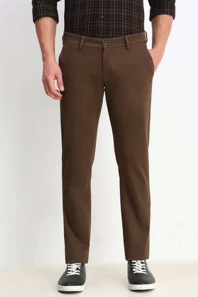 Allen Solly Regular Fit Men Brown Trousers