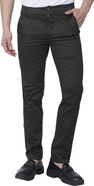 KNIT N STITCH Slim Fit Men Dark Green Trousers
