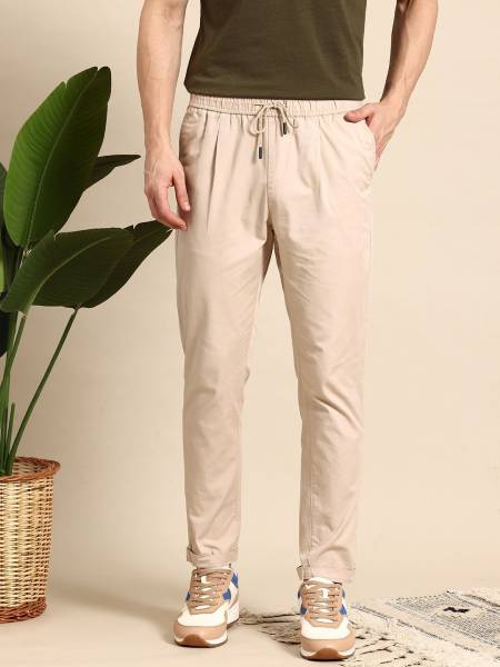 Mast & Harbour Regular Fit Men Beige Trousers