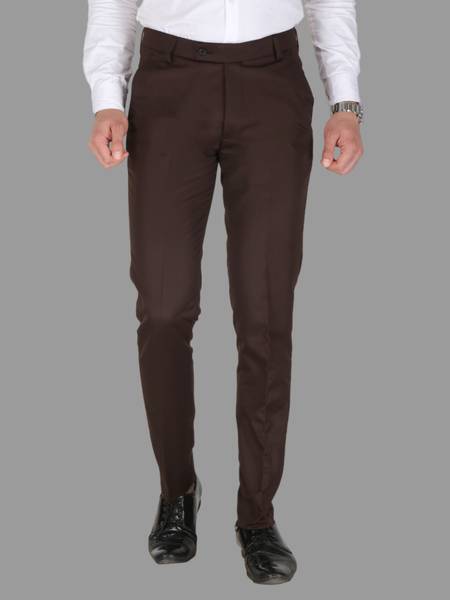 PROVOGUE Slim Fit Men Brown Trousers