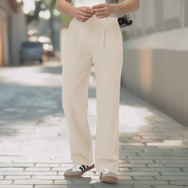 Urbano Fashion Loose Fit Men Cream Trousers