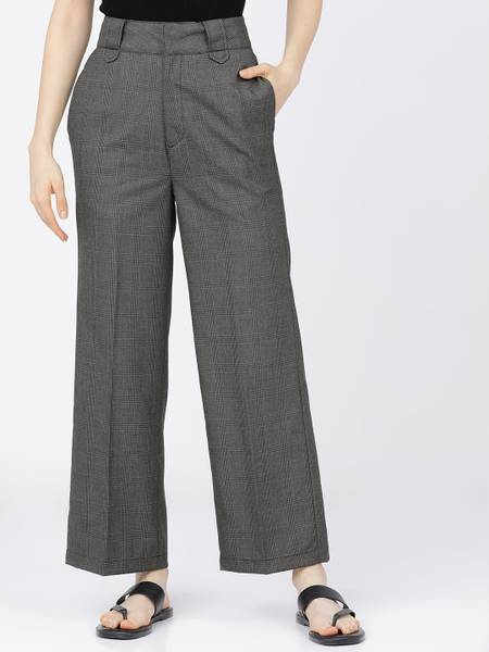Tokyo Talkies Flared Women Grey Trousers