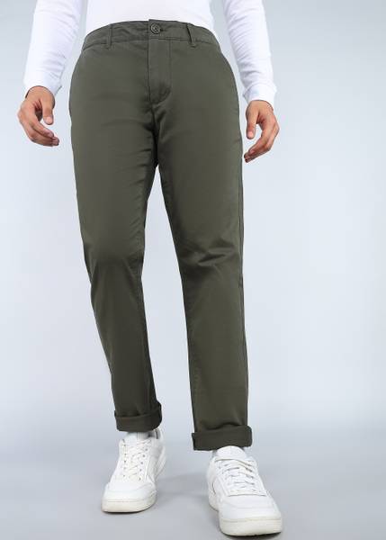 BEING HUMAN Slim Fit Men Green Trousers