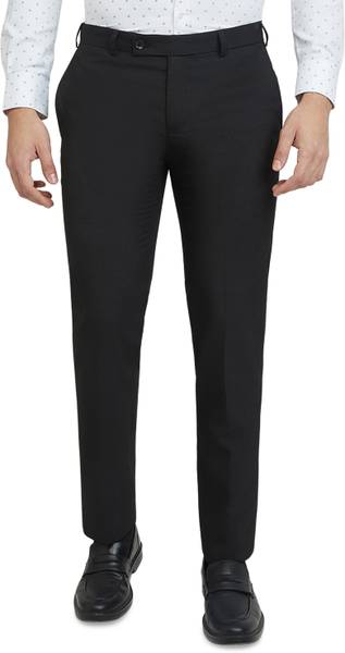 PARK AVENUE Slim Fit Men Black Trousers