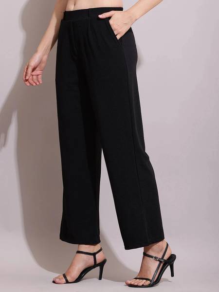 SQEW Loose Fit Women Black Trousers