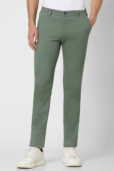 PETER ENGLAND Slim Fit Men Green Trousers