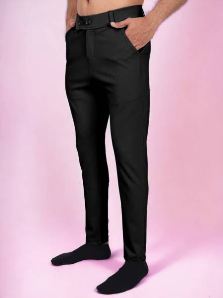 INDICLUB Slim Fit Men Black Trousers