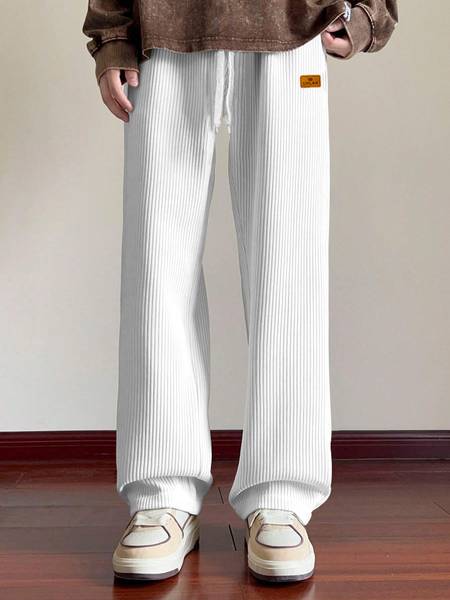 Rajovati Loose Fit Men White Trousers