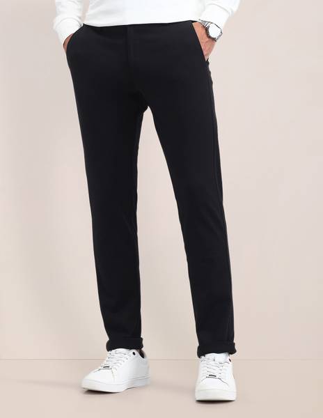U.S. POLO ASSN. Slim Fit Men Black Trousers