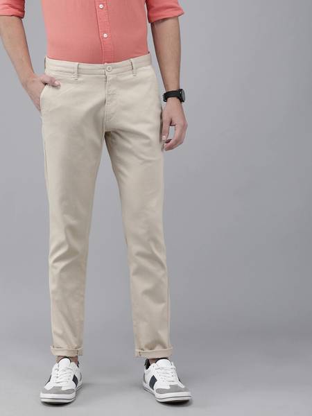 FUBAR Slim Fit Men Cream Trousers