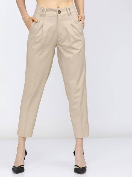 Tokyo Talkies Tapered Women Beige Trousers