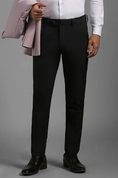 VAN HEUSEN Slim Fit Men Black Trousers