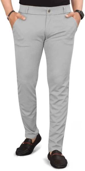 Slim Fit Men Grey Trousers