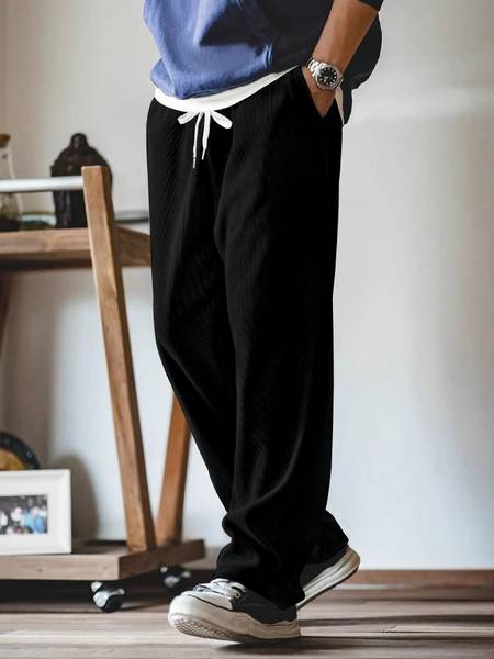 Rajovati Loose Fit Men Black Trousers