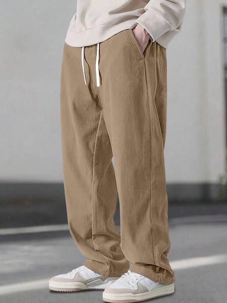 Rajovati Loose Fit Men Cream Trousers