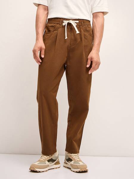 THE BEAR HOUSE Relaxed Men Brown Trousers
