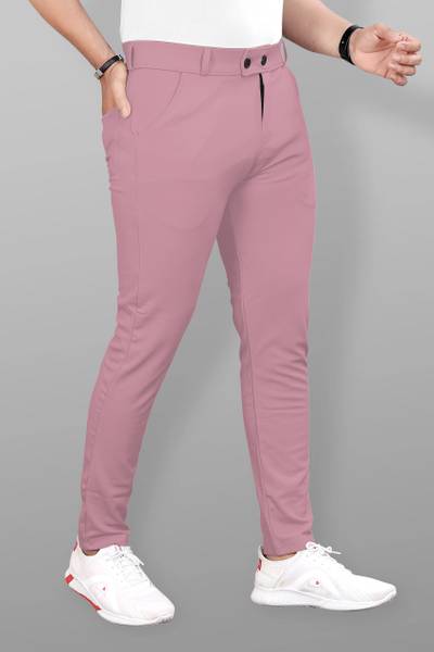 METRONAUT Slim Fit Men Pink Trousers
