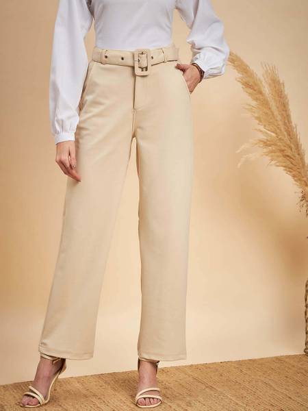 MINT STREET Regular Fit Women Beige Trousers