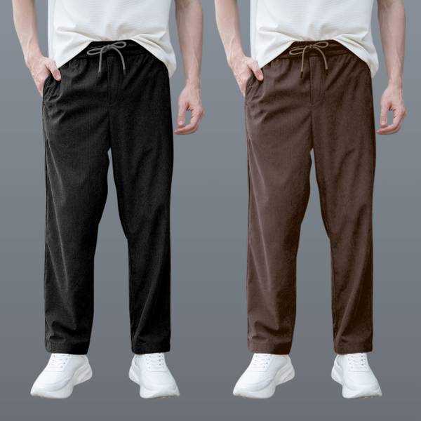 GIBBONTE Relaxed Men Black, Brown Trousers