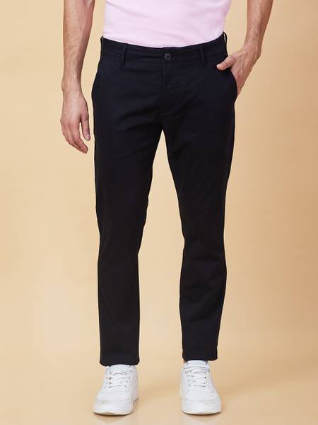 BEING HUMAN Slim Fit Men Black Trousers