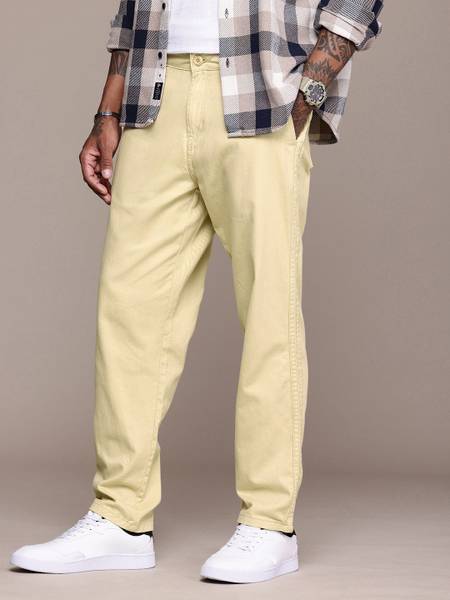 Roadster Loose Fit Men Beige Trousers