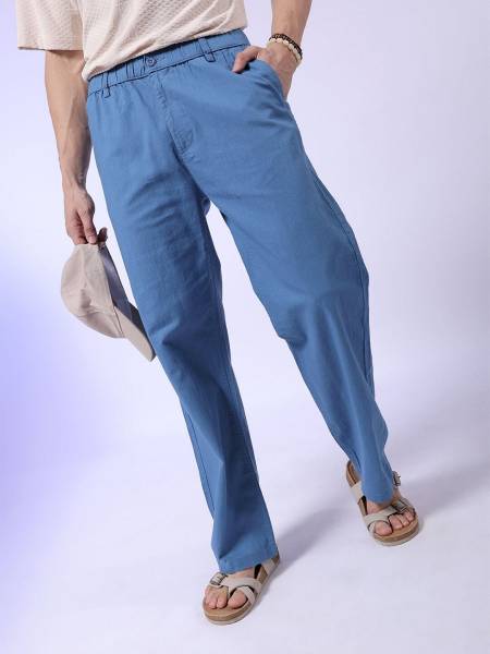 The Indian Garage Co. Relaxed Men Blue Trousers