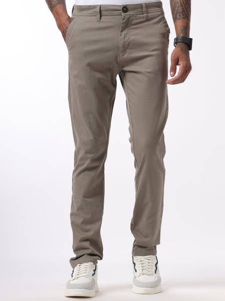 WROGN Slim Fit Men Grey Trousers