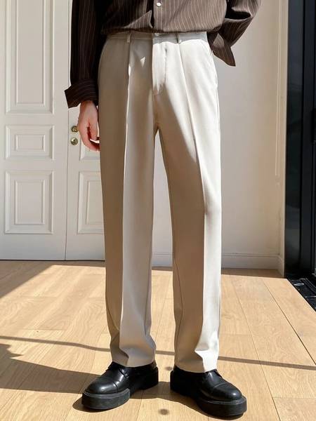 Naaztraders Loose Fit Men Cream Trousers