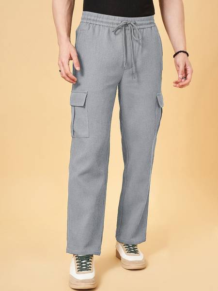 INDICLUB Self Design Men Grey Track Pants