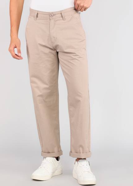 Roadster Straight Fit Men Khaki Trousers
