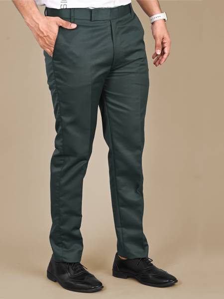 MANCREW Regular Fit Men Dark Green Trousers