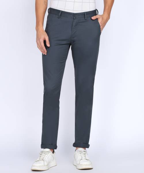 PETER ENGLAND Slim Fit Men Silver Trousers