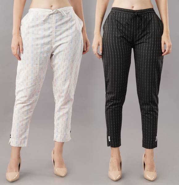 ADNANCOLLECTION Regular Fit, Relaxed Women White, Black Trousers