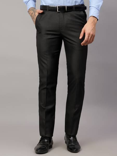 CANTABIL Regular Fit Men Black Trousers