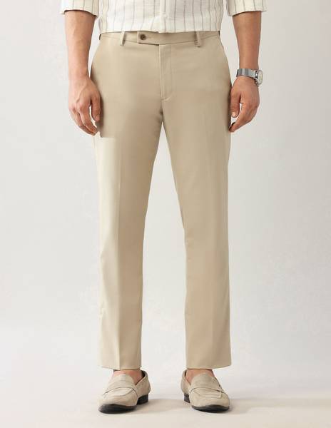 ARROW Regular Fit Men Beige Trousers