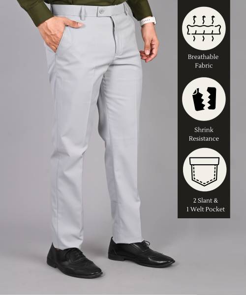 STREETVIBES Regular Fit Men Grey Trousers