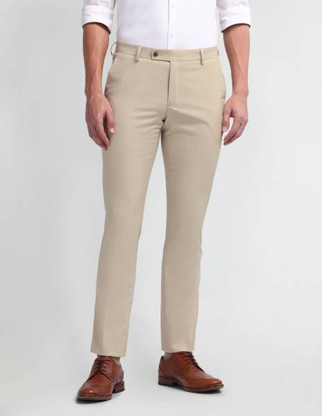 ARROW Slim Fit Men Beige Trousers