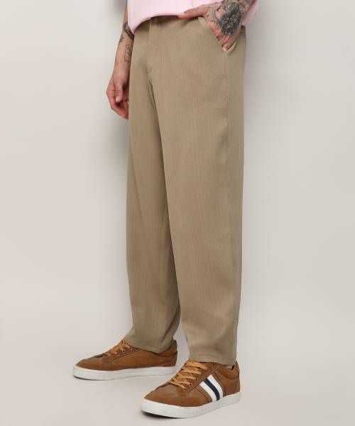 CAMPUS SUTRA Regular Fit Men Beige Trousers