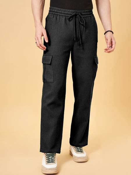 INDICLUB Loose Fit Men Black Trousers