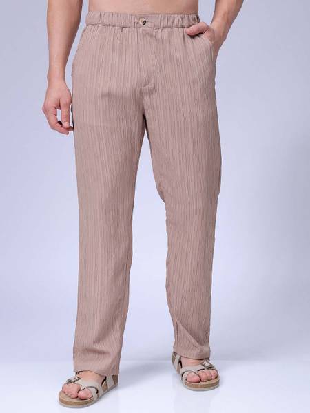 The Indian Garage Co. Loose Fit Men Beige Trousers