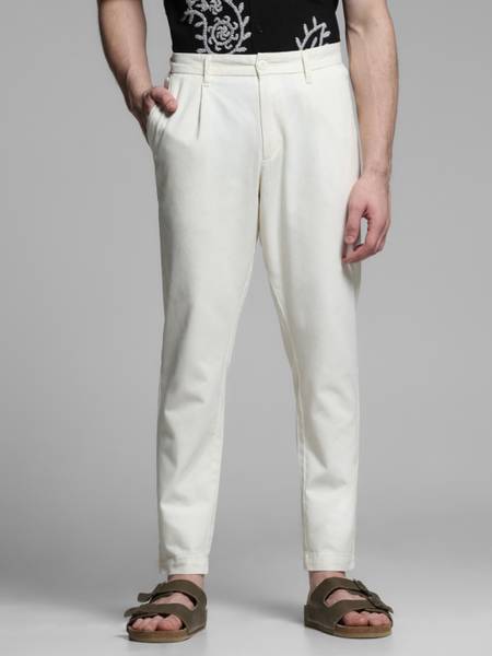 JACK & JONES Regular Fit Men Beige Trousers