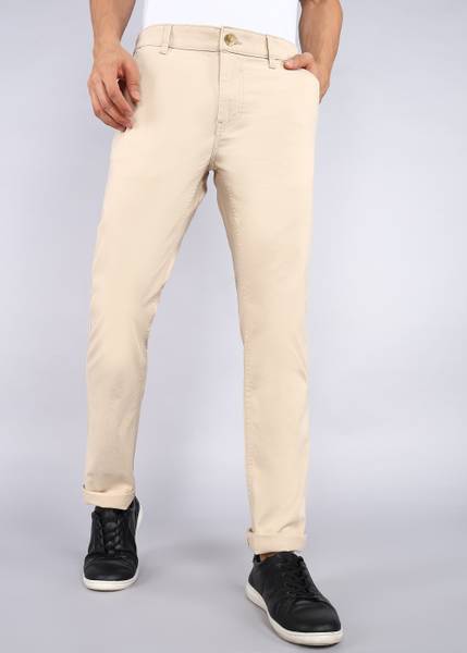 WROGN Slim Fit Men Beige Trousers