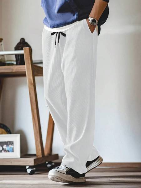 Rajovati Loose Fit Men White Trousers