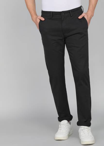 PETER ENGLAND Regular Fit Men Black Trousers