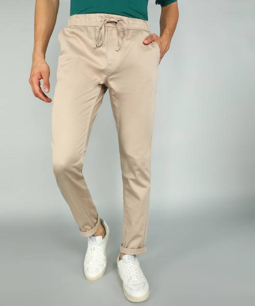 WROGN Slim Fit Men Beige Trousers