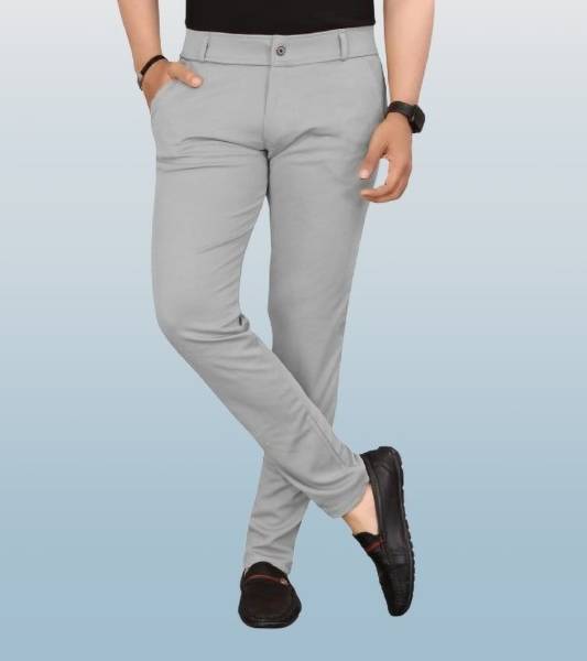 Nortex Slim Fit Men Grey Trousers