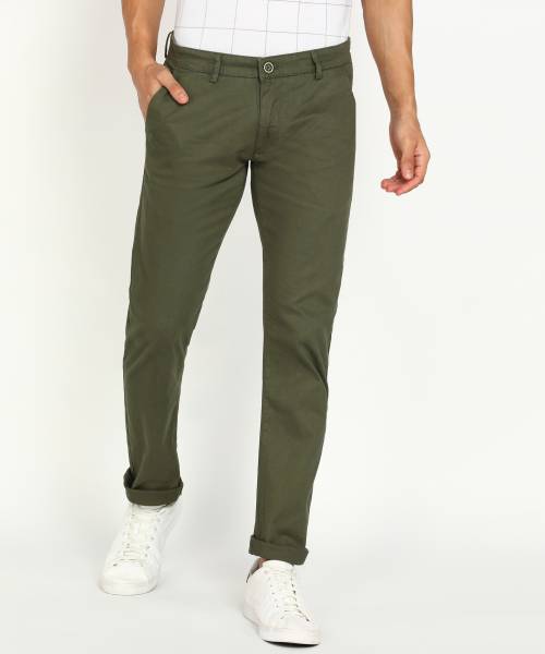 PETER ENGLAND Skinny Fit Men Green Trousers