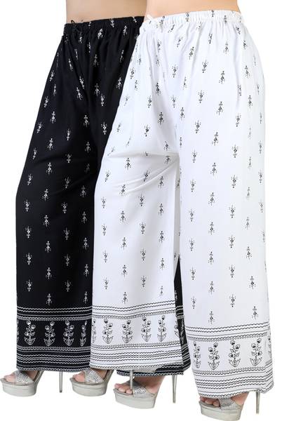 AREEBA COLLECTION Loose Fit Women Black, White Trousers